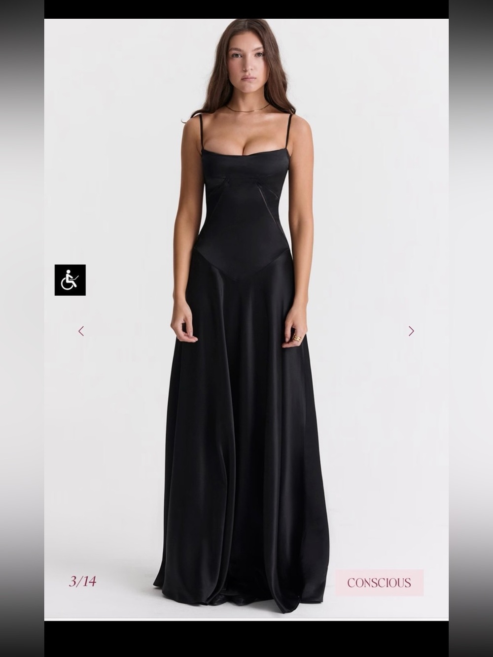 House of CB London Anabella Black Satin Maxi Dress